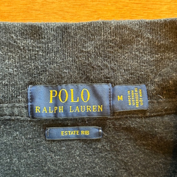 POLO Ralph Lauren Sweater Mens‎ Medium Estate Rib 1/4 Quarter Zip Pullover Gray - Picture 3 of 10